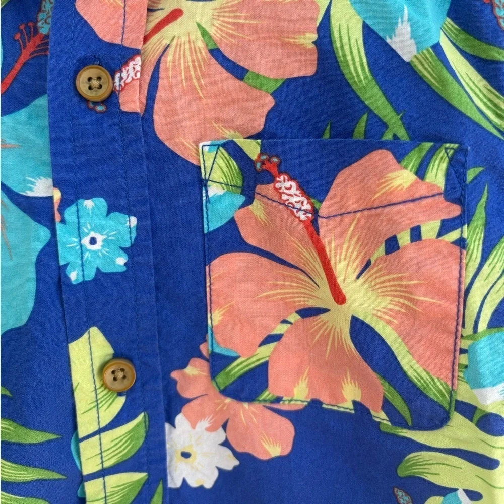 The Children’s Place Blue Tropical Floral Kids Button-Up Shirt | Size 5T